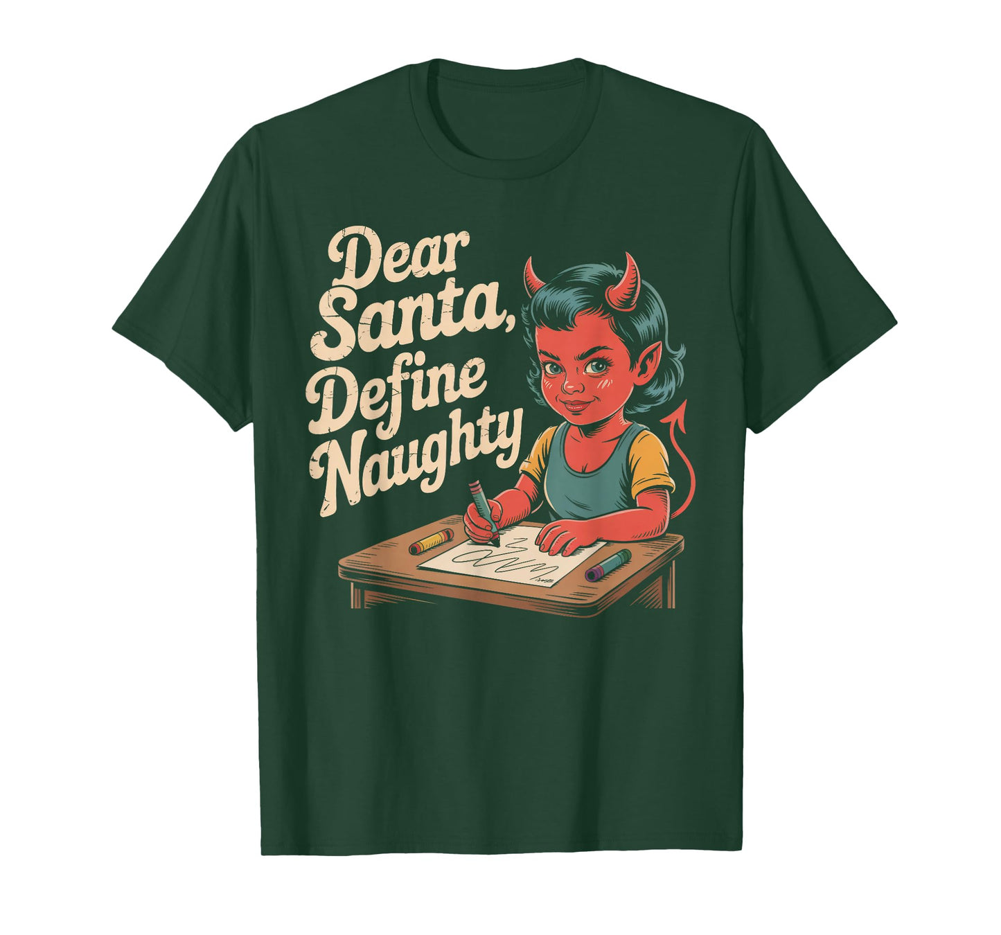 Dear Santa, Define Naughty Devil Writing Christmas Letter T-Shirt