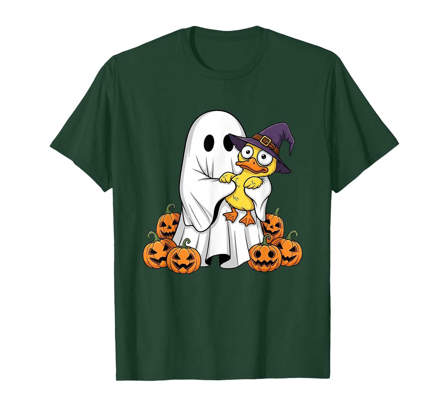 Funny Ghost Duck Pumpkin Halloween Kids Mens Womens T-Shirt