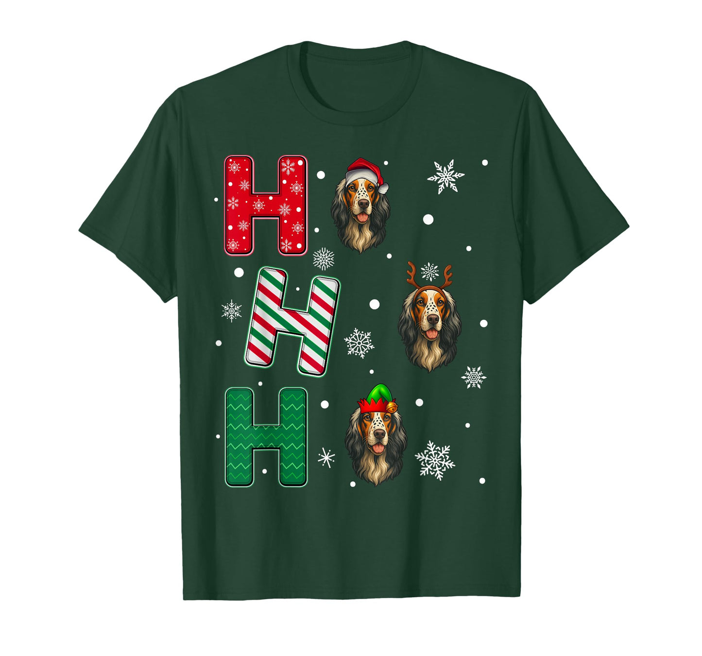 Ho Ho Ho English Setter Dog Lover Christmas Santa Elf Xmas T-Shirt
