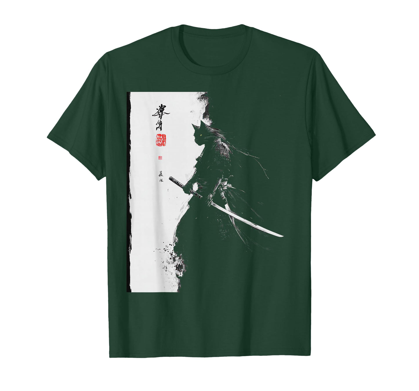Vintage Samurai Cat Graphic Art Japanese Ukiyo-e T-Shirt