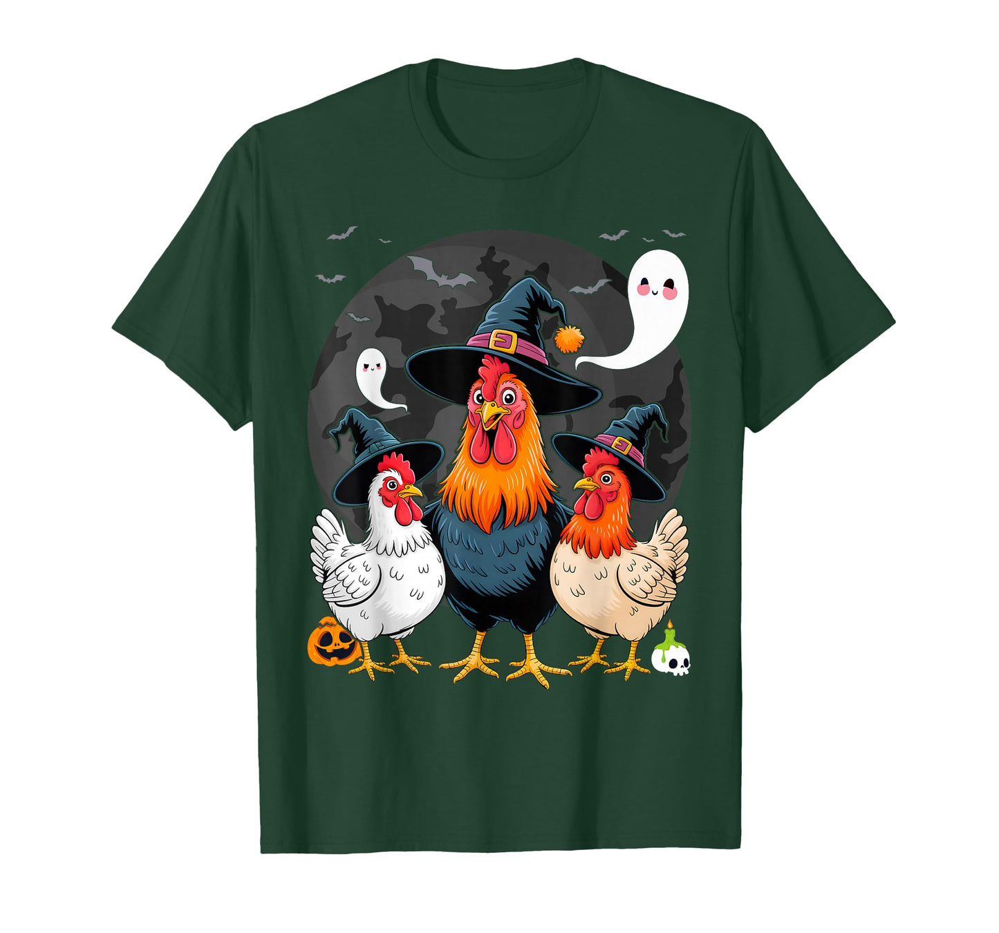 Funny Halloween Chickens Witch Spooky Season T-Shirt