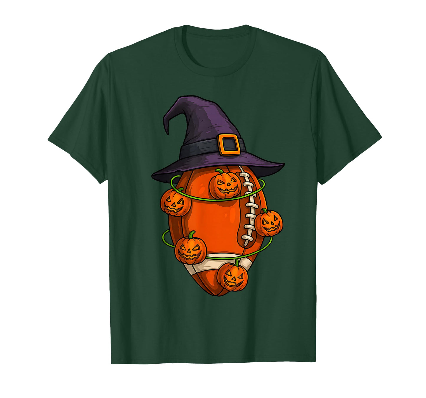 Spooky Witch Hat Sports Game Day Halloween Football Player T-Shirt