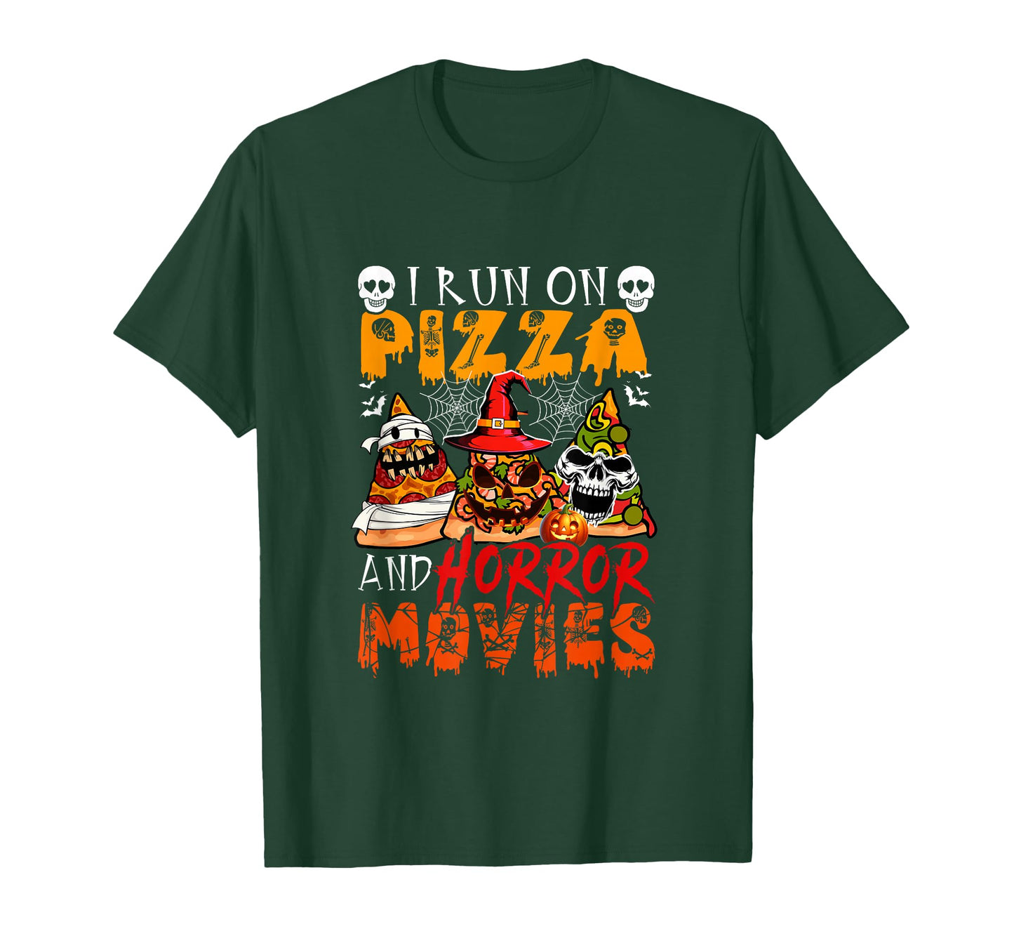 Run On Horror Movies and Pizza Halloween Fast Food Lover T-Shirt