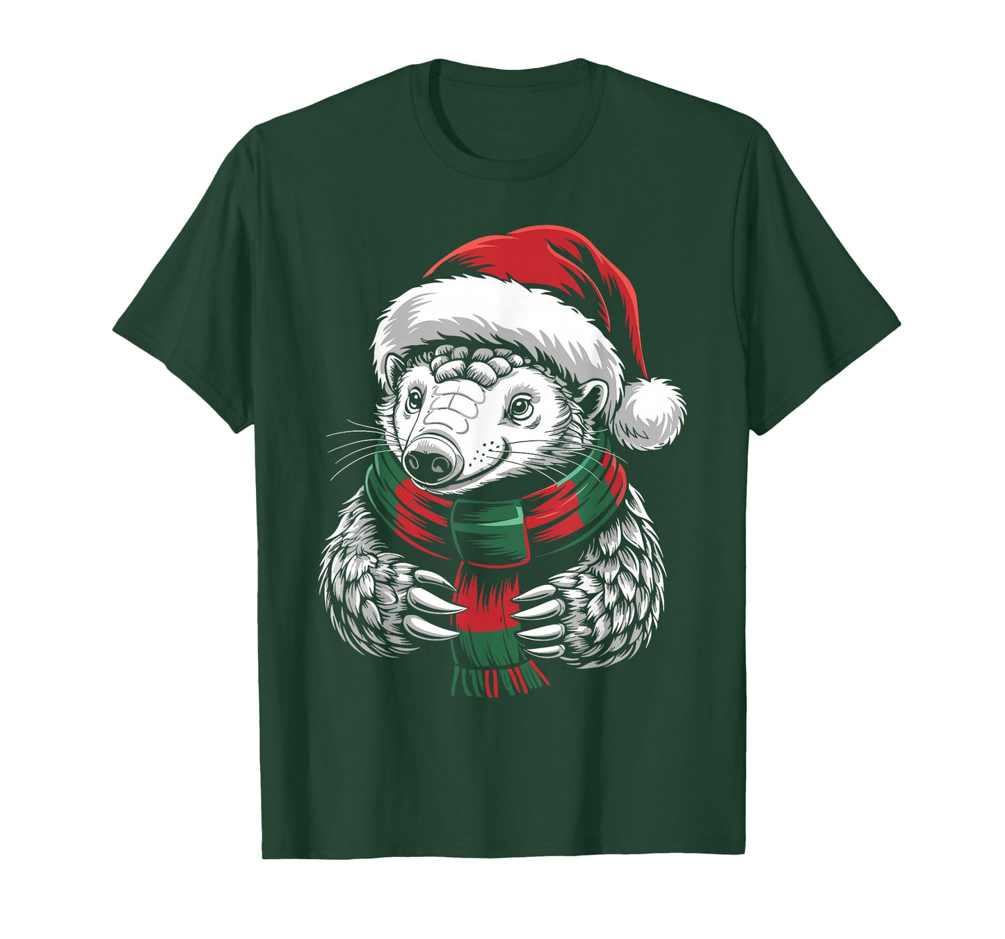 Pangolin Xmas Santa Hat Scarf Christmas Costume T-Shirt