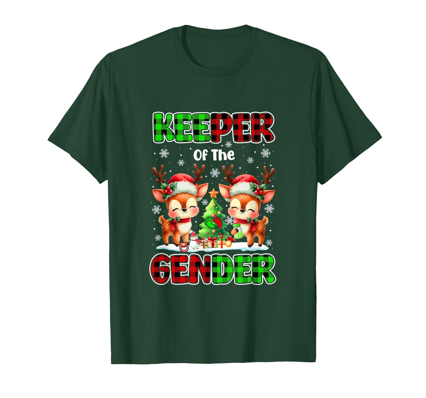 Keeper of Gender Christmas Couple Reindeer Expecting Baby T-Shirt