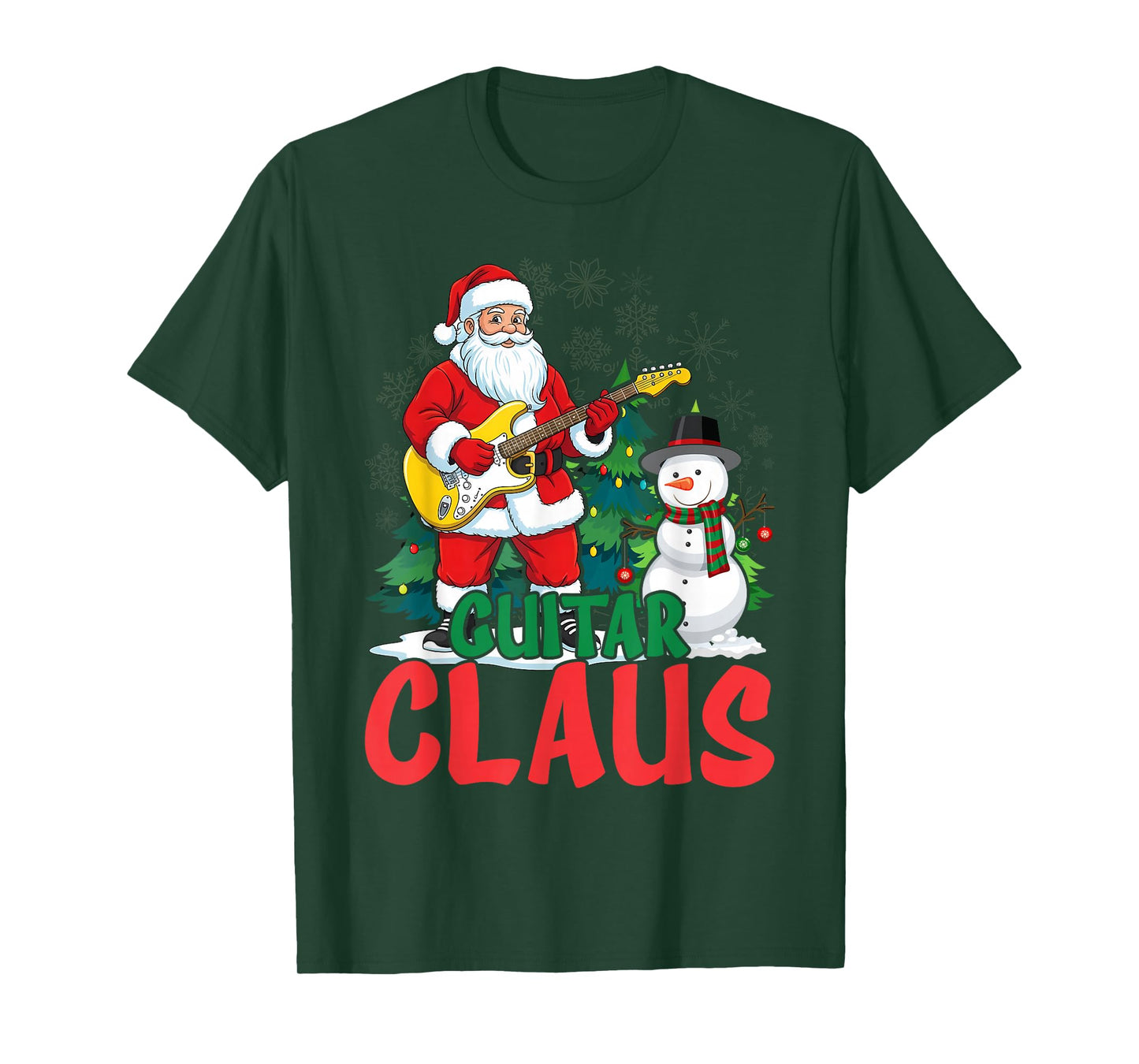 Guitar Santa Claus Christmas Matching Costume T-Shirt