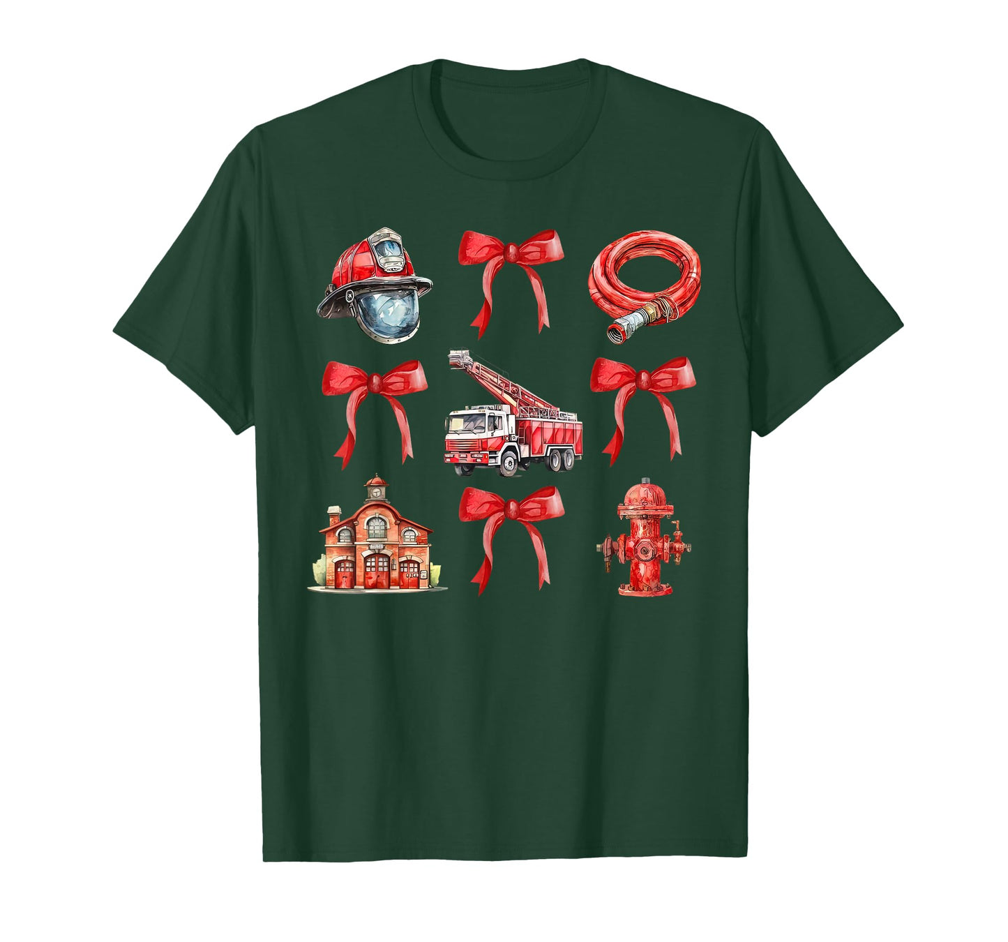 Vintage Coquette Bow Firefighter Firehouse Fireman Men Women T-Shirt