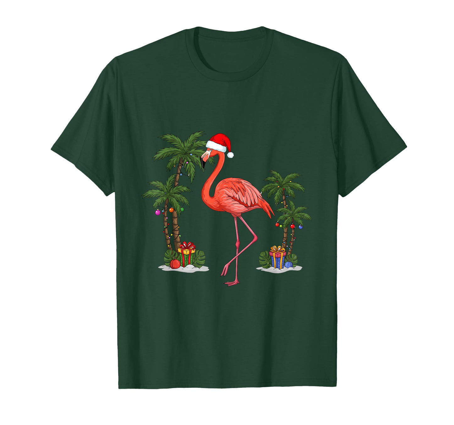Tropical Christmas Flamingo Fun - Warm Holiday Vibes T-Shirt