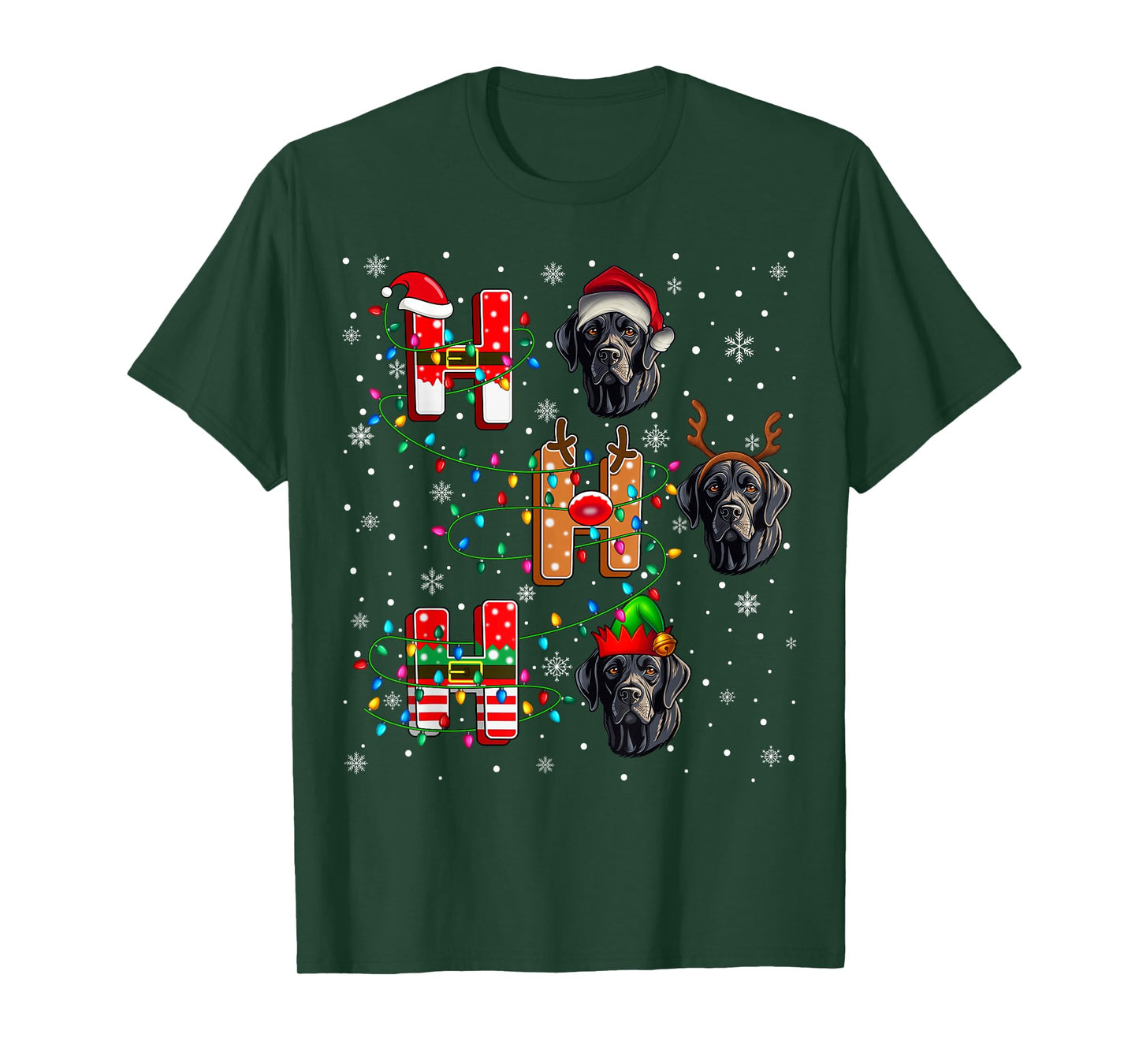 Ho Ho Ho Santa Hat Elf Matching Labrador Retriever Dog Xmas T-Shirt