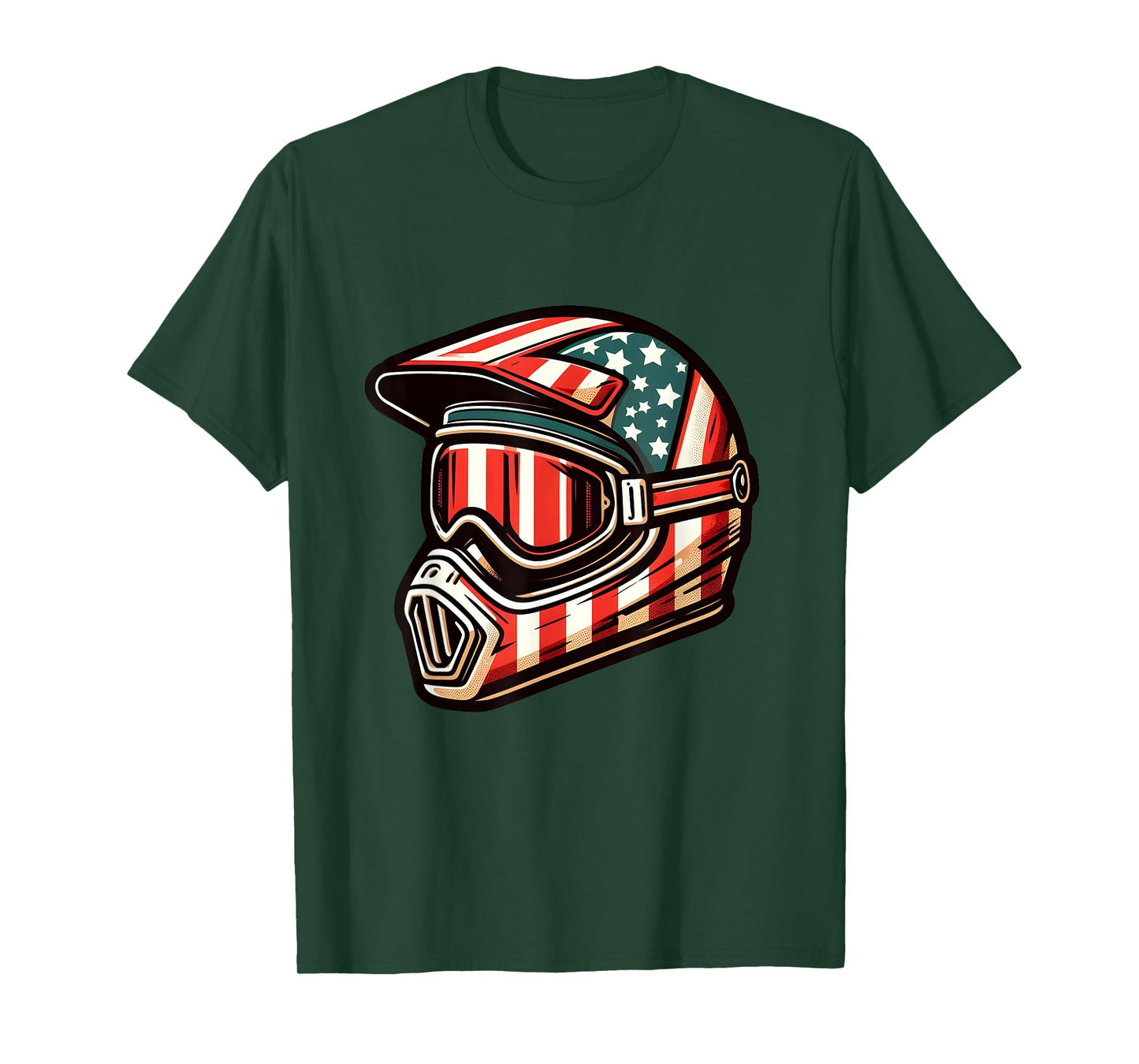 Dirt Bike American USA Flag Motocross Biker 4th of July T-Shirt