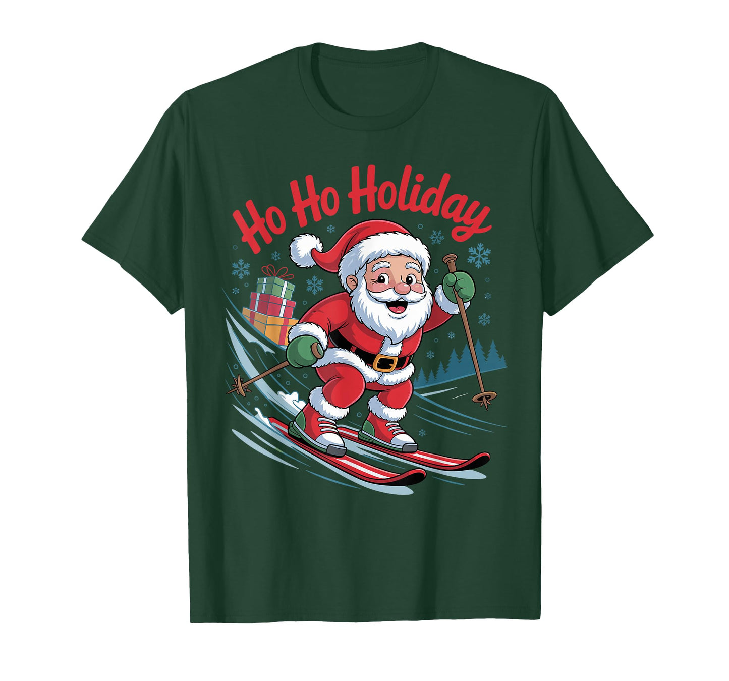Funny Santa Skiing Lover Holiday Christmas Xmas Pajama T-Shirt