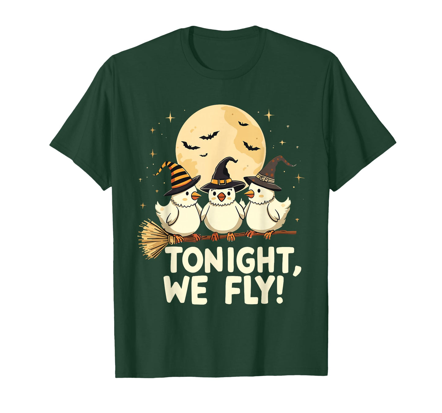 Tonight We Fly Funny Witchy Chickens Spooky Farm Halloween T-Shirt