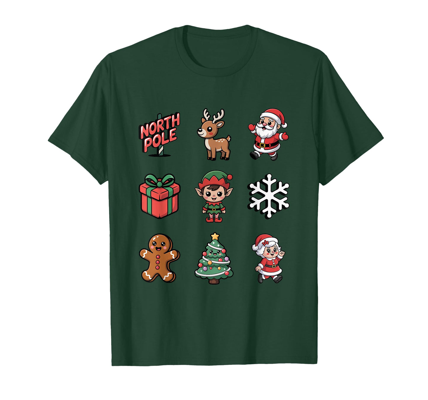 Cute Elf Gnome Reindeer Xmas Tree Holiday T-Shirt
