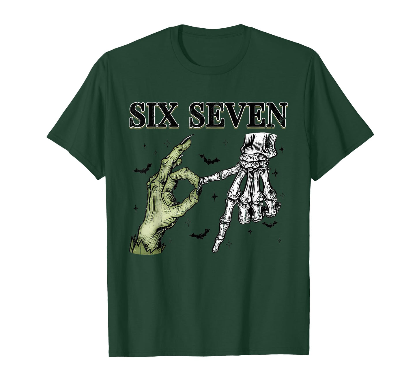 Six Seven 6 7 Meme Funny Witch Skeleton Hands T-Shirt