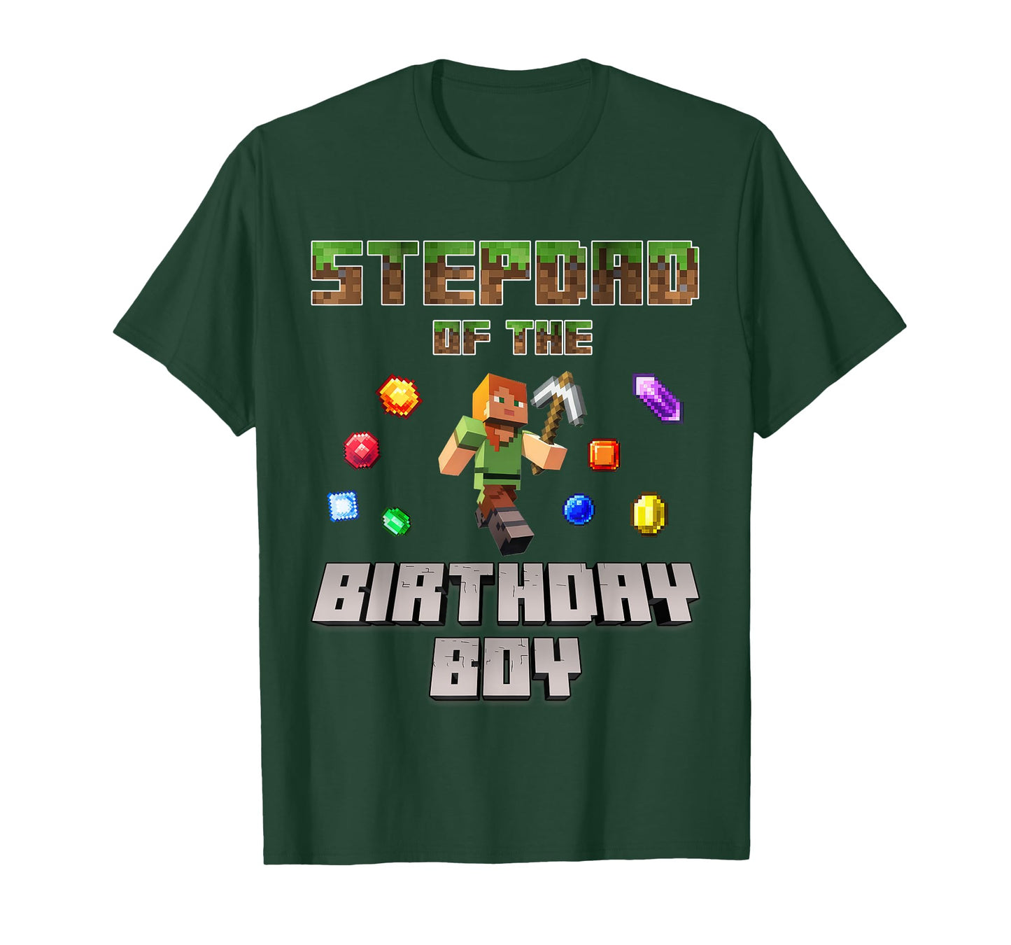 Stepdad Of The Birthday Boy Video Gamer Pixel Number T-Shirt