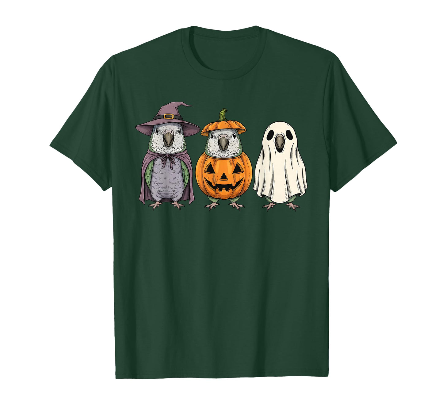 Spooky Ghost Quaker Parrot Lover Pumpkin Halloween T-Shirt