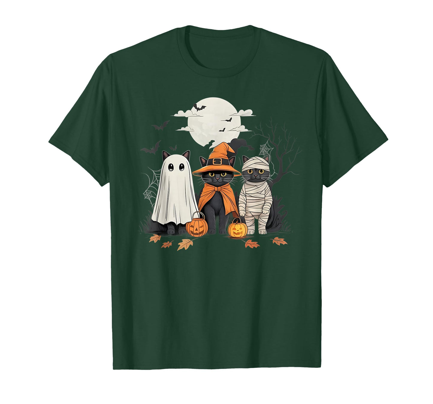 Black Cat Witch Ghost Scary Halloween Pumpkin Men Kids Gifts T-Shirt