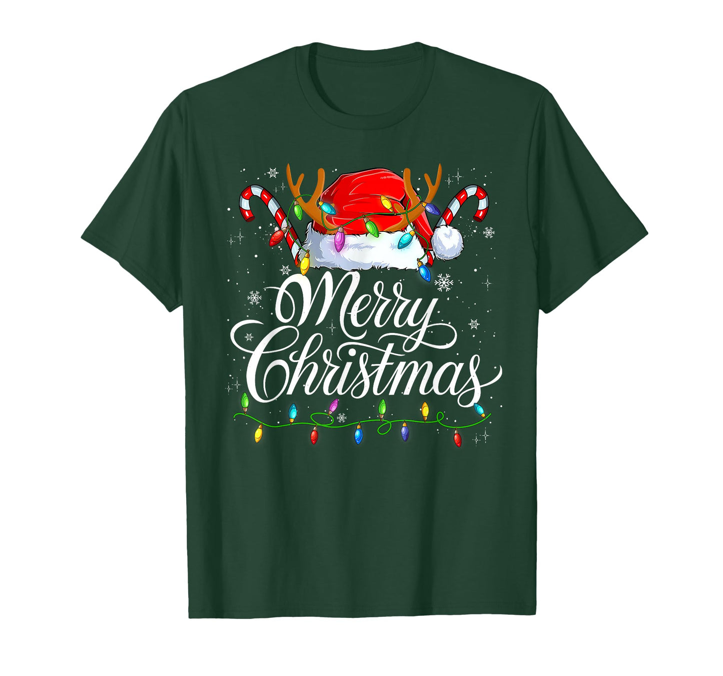 Merry Christmas Xmas Lights Santa Snowflake Holiday Family T-Shirt