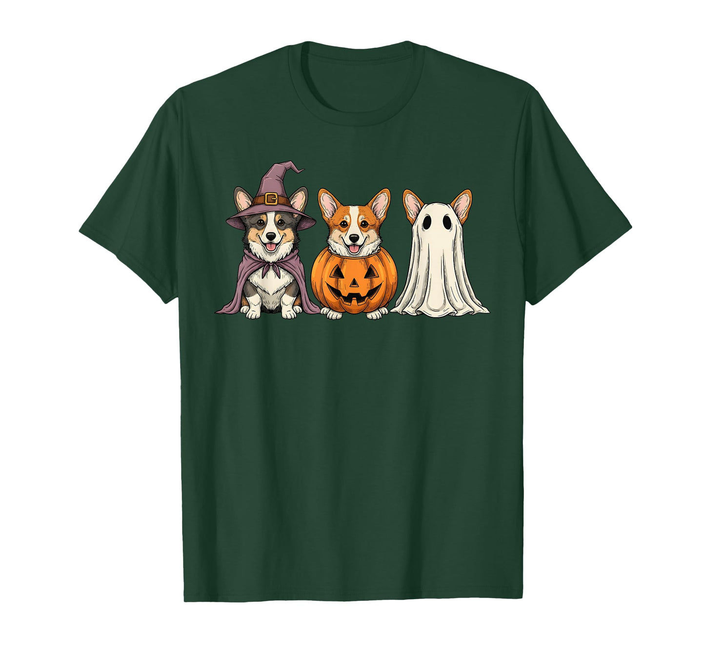 Spooky Ghost Corgi Pumpkin Halloween Dog Lover T-Shirt