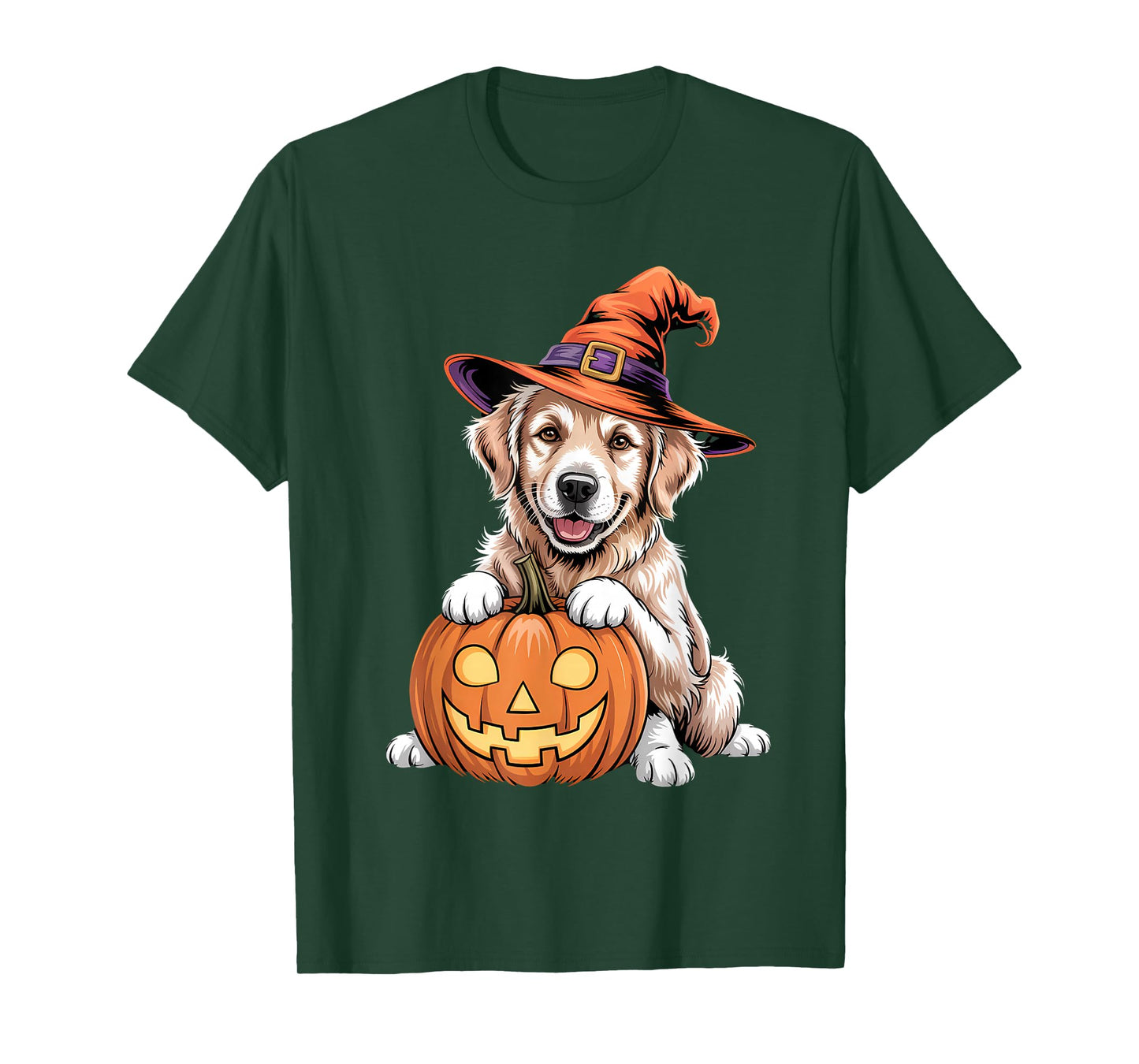 Golden Retriever Halloween Dog Outfit with Pumpkin T-Shirt