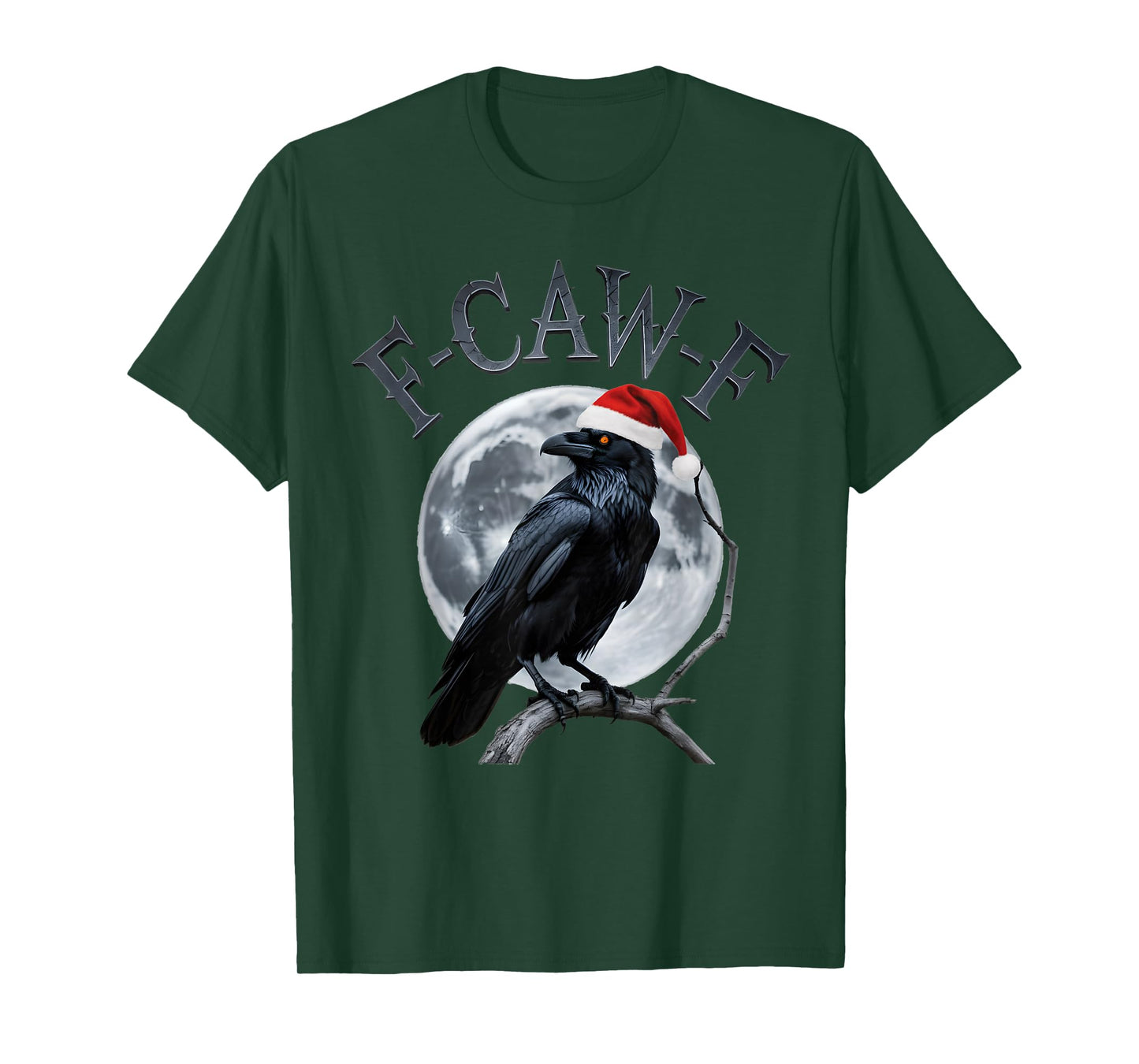 Funny Crow F-CAW-F Black Bird Gothic Christmas Santa Hat T-Shirt