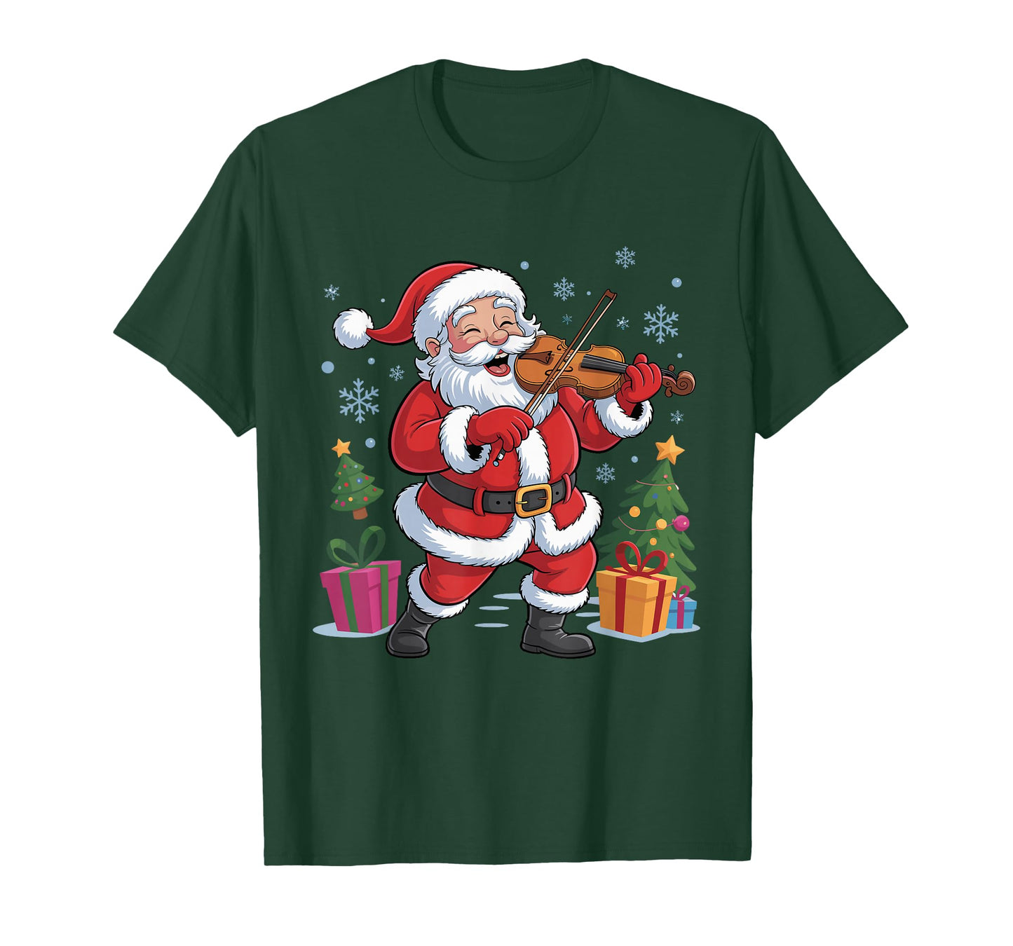 Funny Santa Playing Violin Holiday Chrismas Xmas Pajama T-Shirt