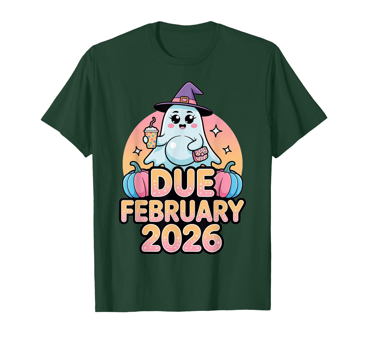 Halloween Pregnant Due February 2026 Mama Ghost Baby Mom T-Shirt