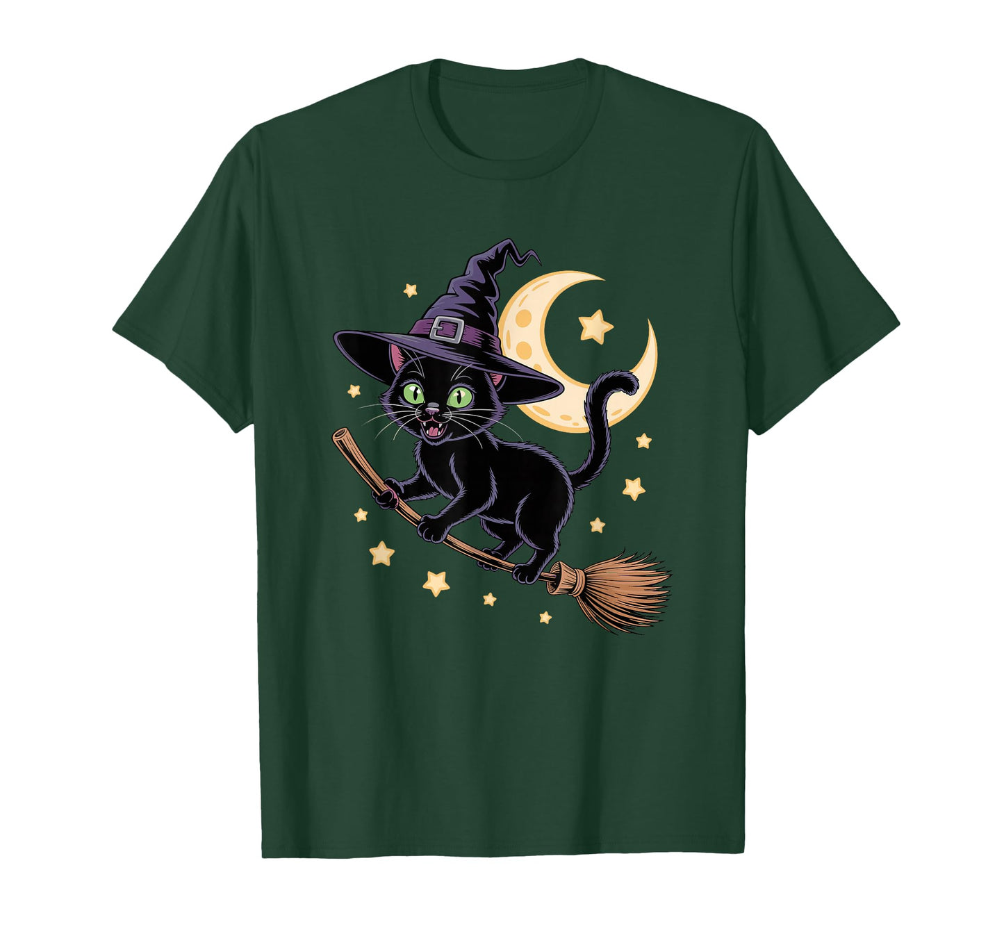 Halloween Witch Bombay Cat Broom T-Shirt