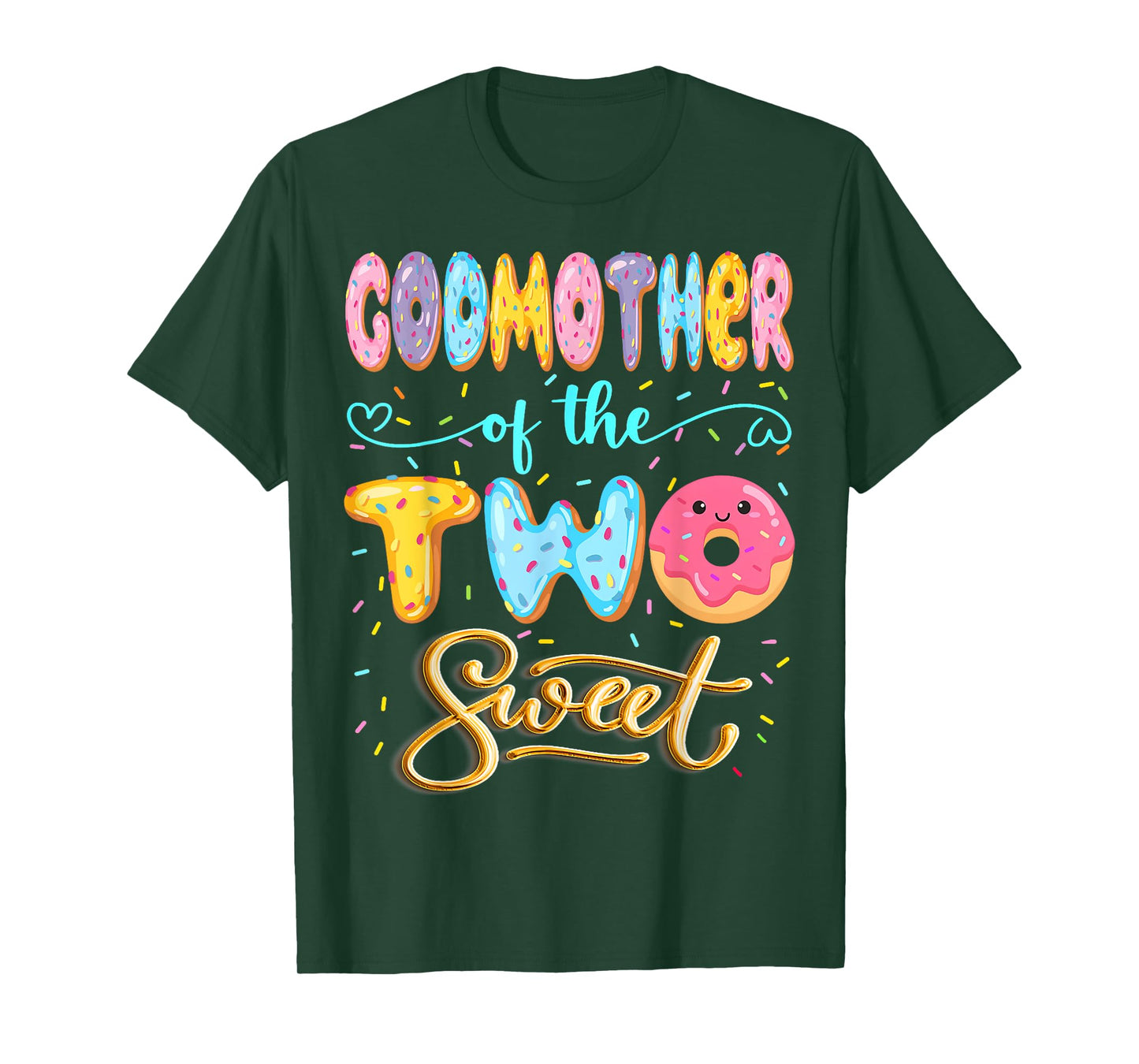 GodMother Of The Two Sweet Donut Lover 2Nd Birthday Girl T-Shirt