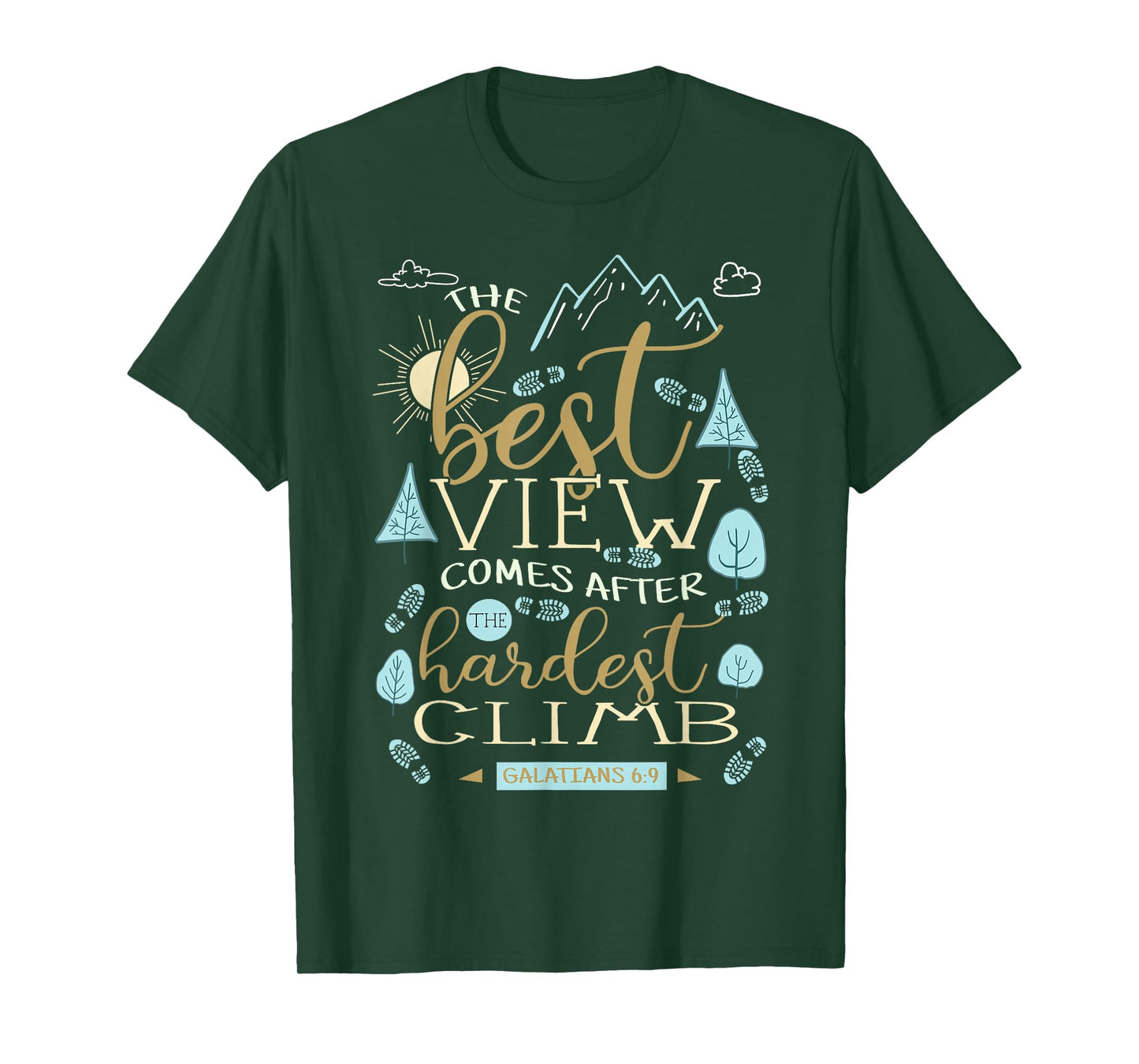 The Best View Comes After The Hardest Climb Shirt - Unisex-Adults, Black, Small, Short Sleeve, Cotton 80%, Polyester 20%, Funny T-Shirt