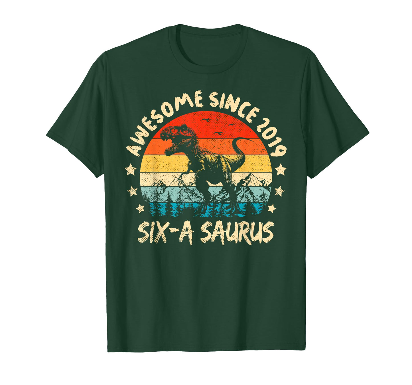 Six A Saurus Birthday T Rex 6 Year Old Dino 6th Dinosaur T-Shirt