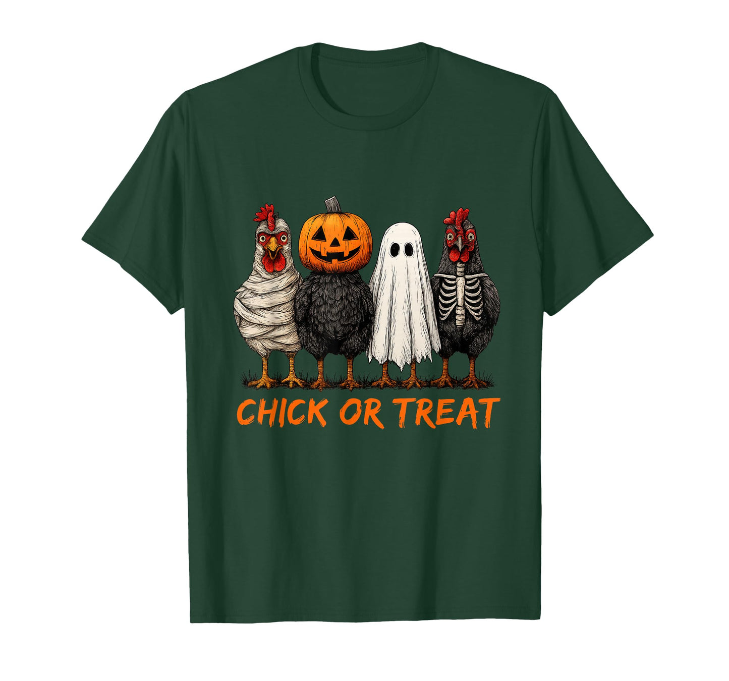 Chick Or Treat Halloween Pumpkin Ghost Spooky Funny Chicken T-Shirt