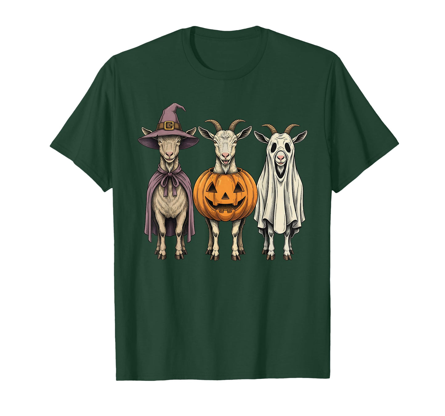 Spooky Ghost Goat Pumpkin Halloween Farm Animal T-Shirt