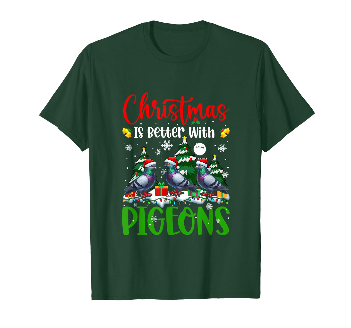 Xmas is Better Funny Joke Pigeons Lover Christmas Tree T-Shirt