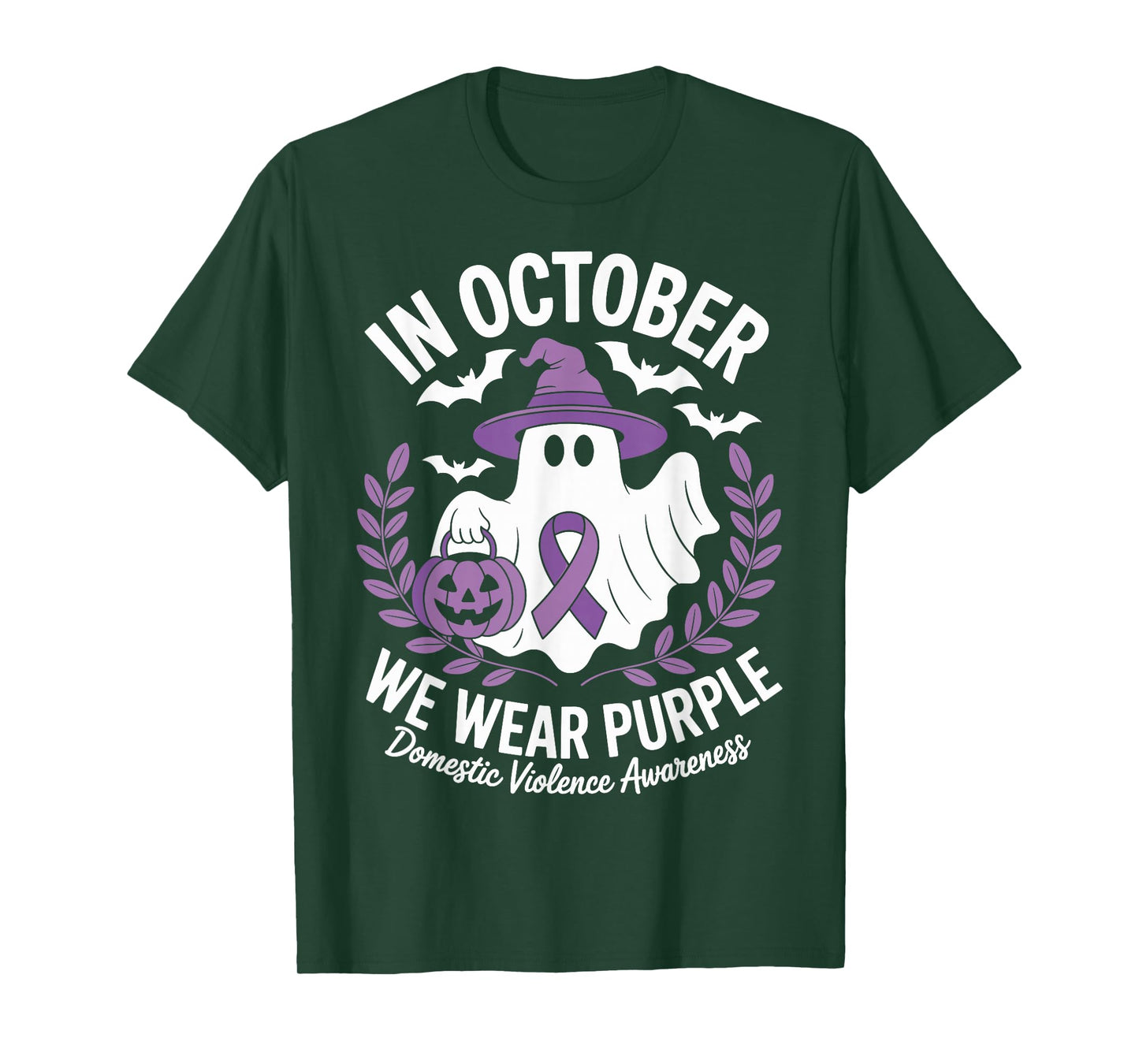 Halloween Ghost Purple Domestic Violence Awareness Men Women T-Shirt