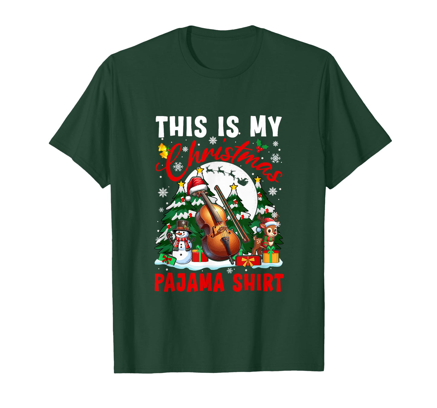 My Christmas Pajama Shirt Santa Cello Snowman Instrument T-Shirt