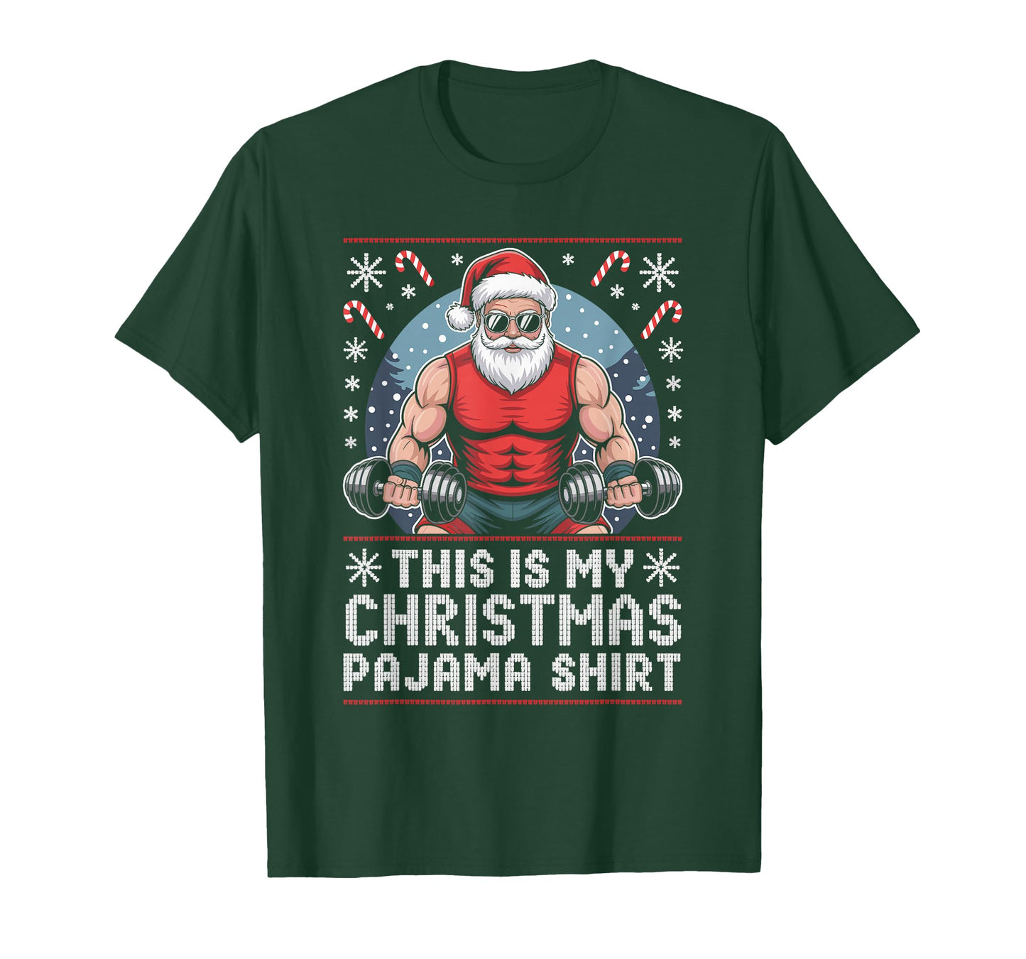 Santa Weightlifting Ugly Christmas Sweater Fitness Deadlift T-Shirt