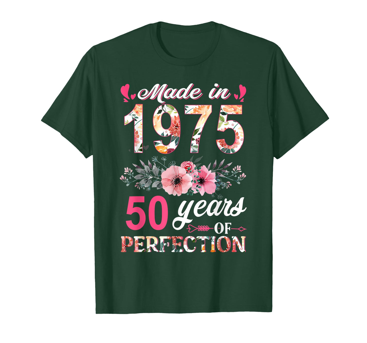 Made In 1975 Floral 50 Year Old 80th Birthday Gifts Women T-Shirt