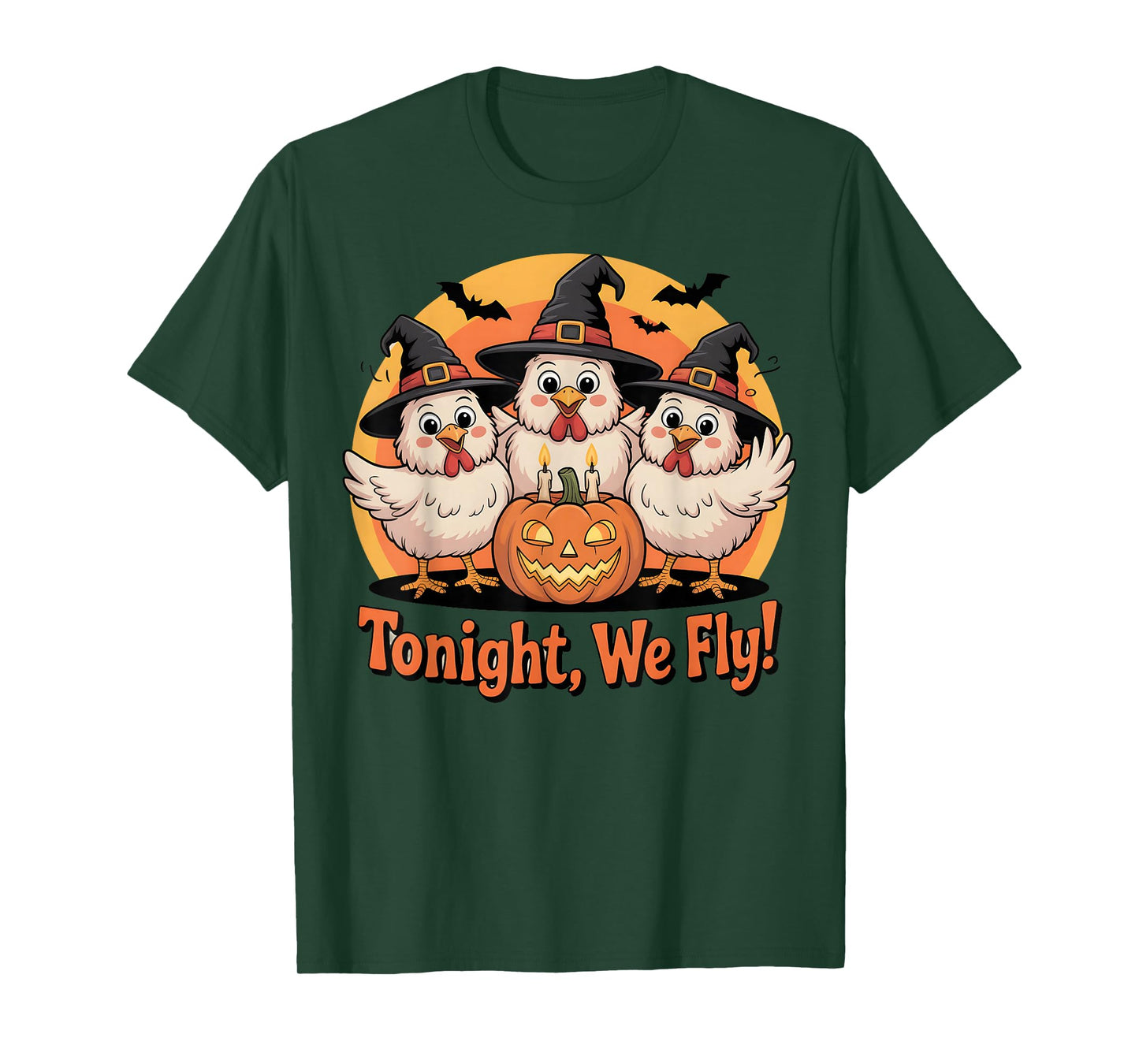 Funny Chicken Witches Tonight We Fly Halloween T-Shirt