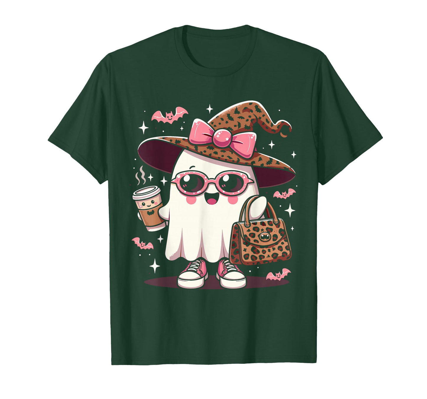 Cute Halloween Ghost Haunted Spooky Coffee Lover Witch T-Shirt