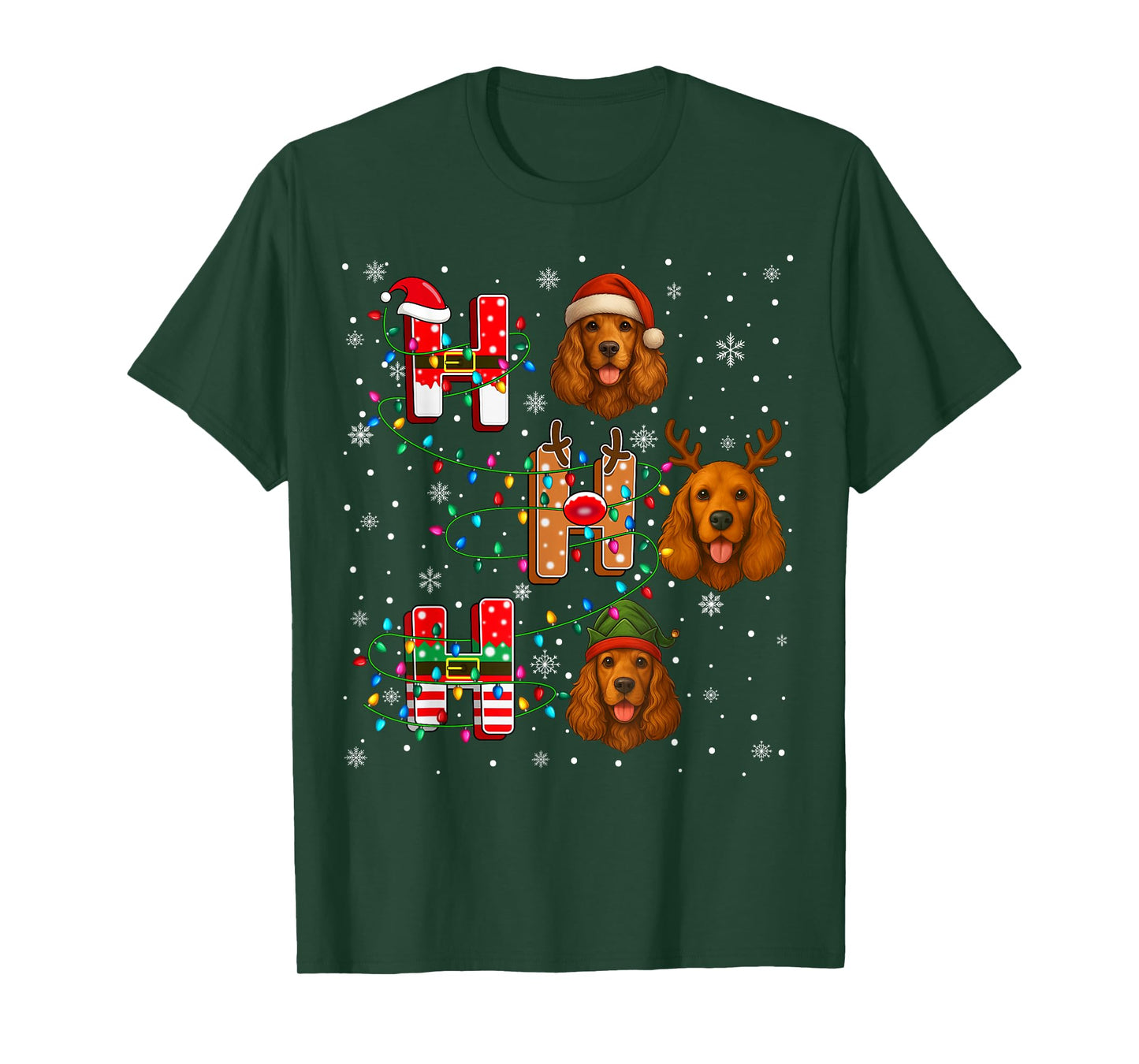 Ho Ho Ho Santa Reindeer Hat Elf American Cocker Spaniel Dog T-Shirt