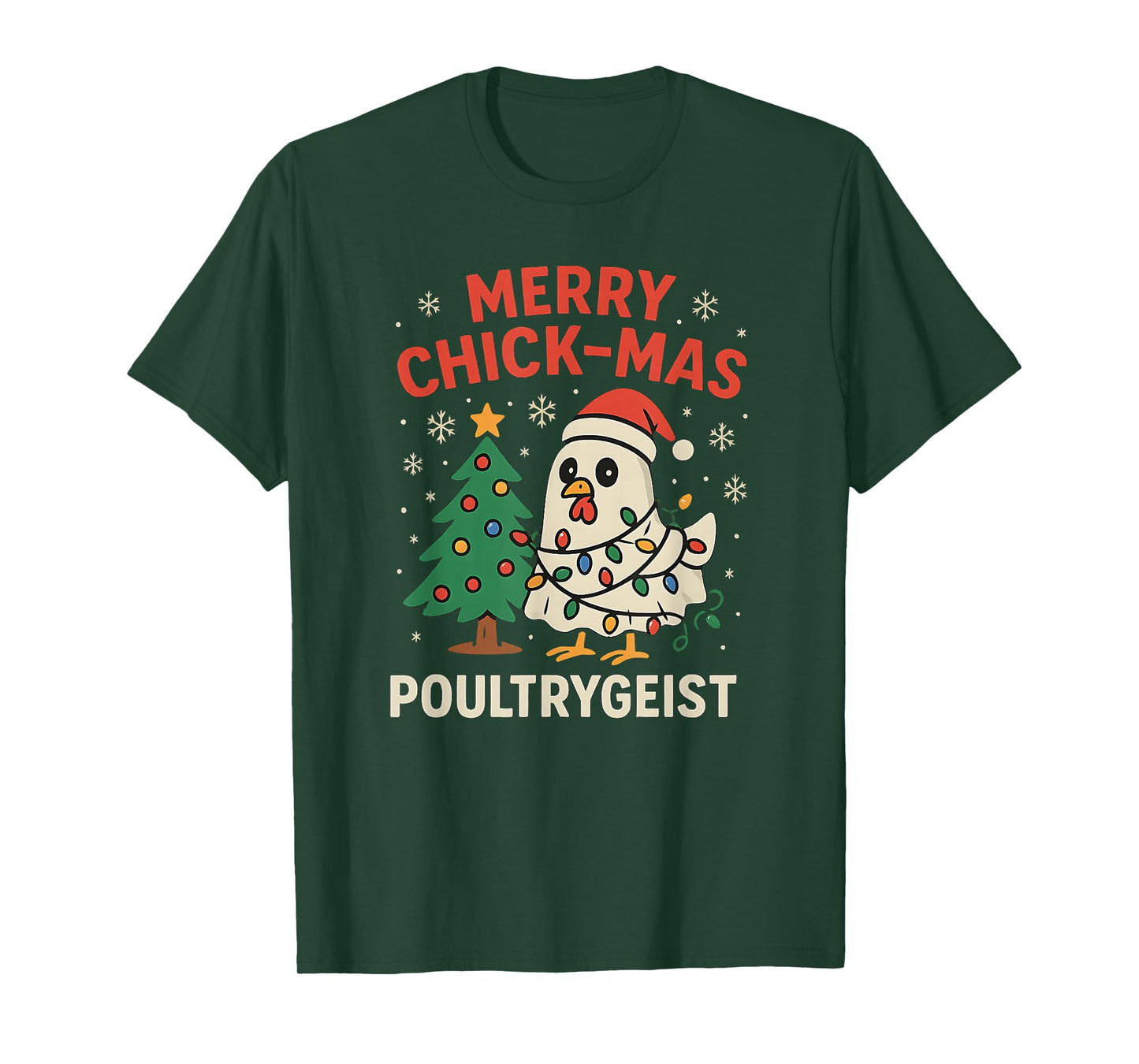 Merry Chick-mas Poultrygeist Funny Chicken Ghost Christmas T-Shirt