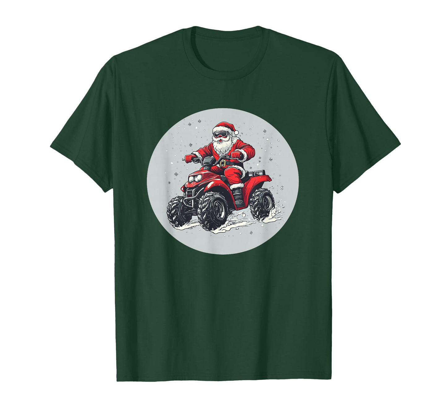Santa Claus Goes Off-Road with a Cool Quad Adventure T-Shirt