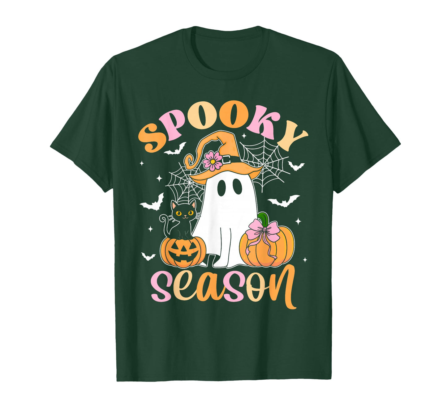 Spooky Season Happy Halloween Retro Ghost Spooky Women Girls T-Shirt