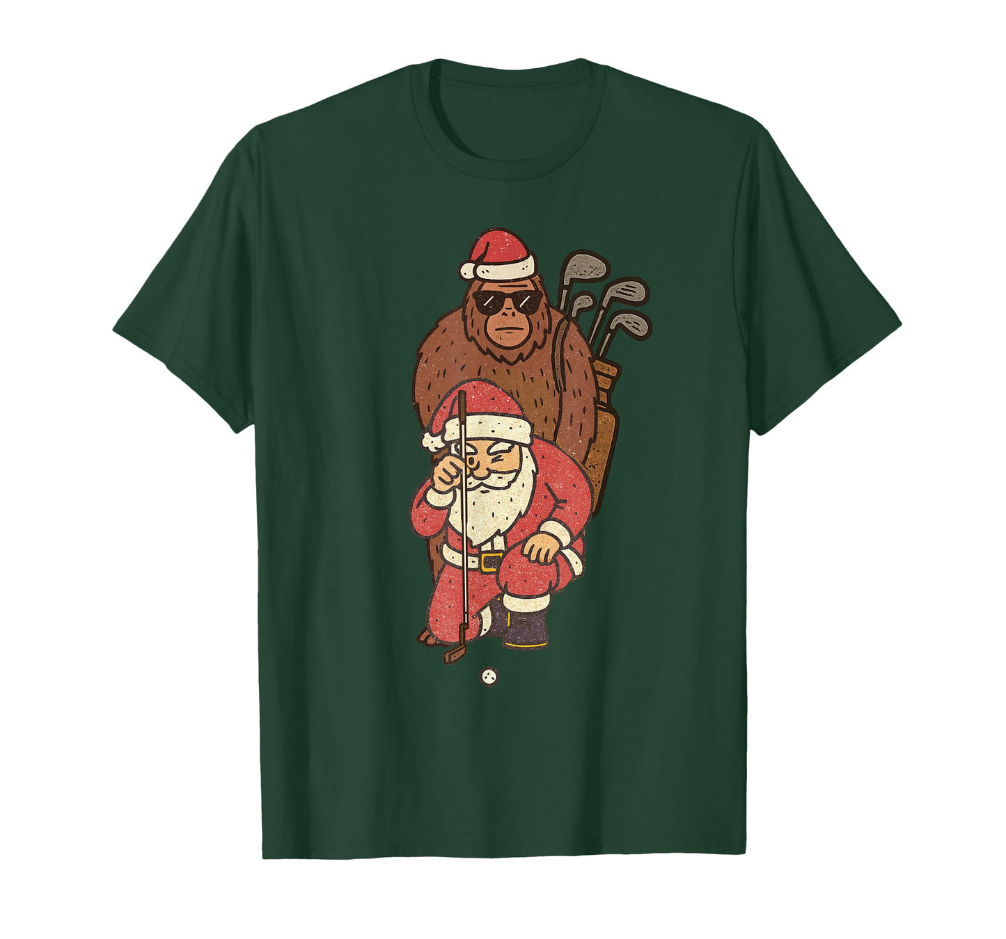 Santa Playing Golf Christmas Vintage Funny Xmas T-Shirt