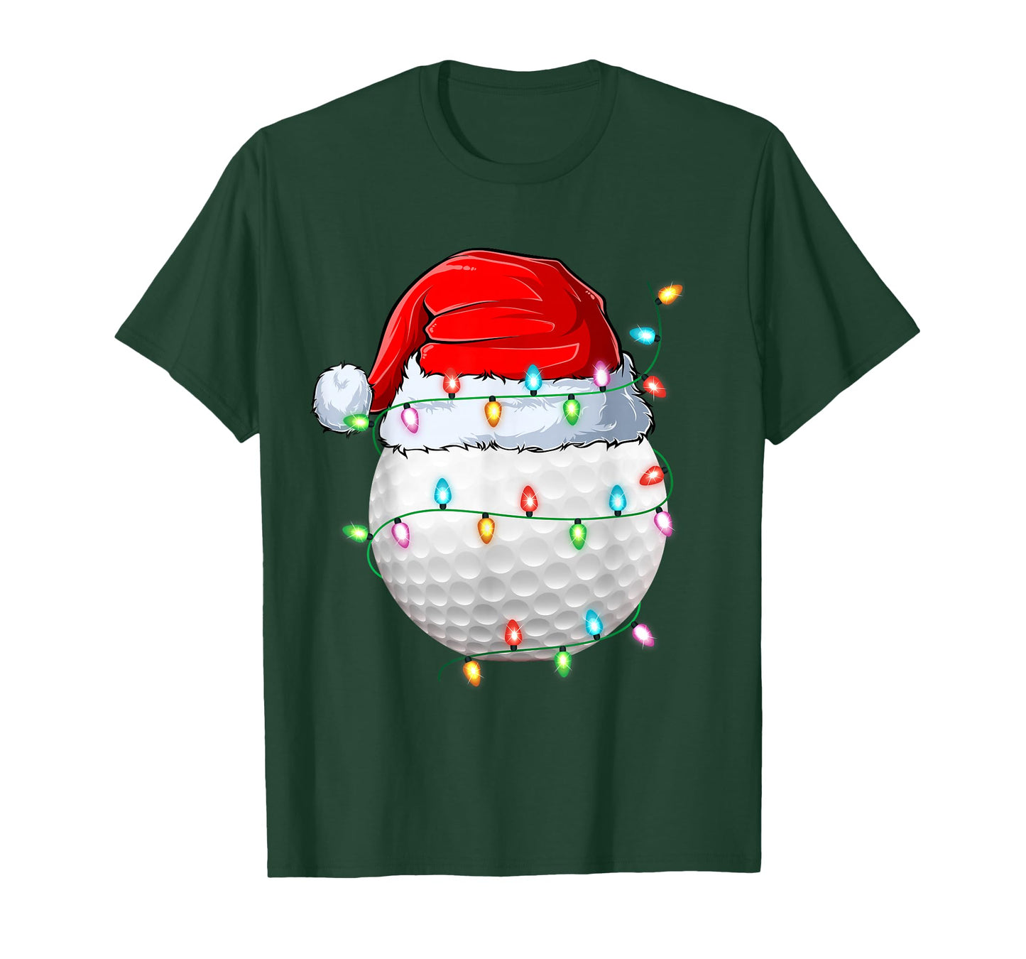 Golf Christmas Lights Funny Santa Hat Golf Ball Golfer Xmas T-Shirt