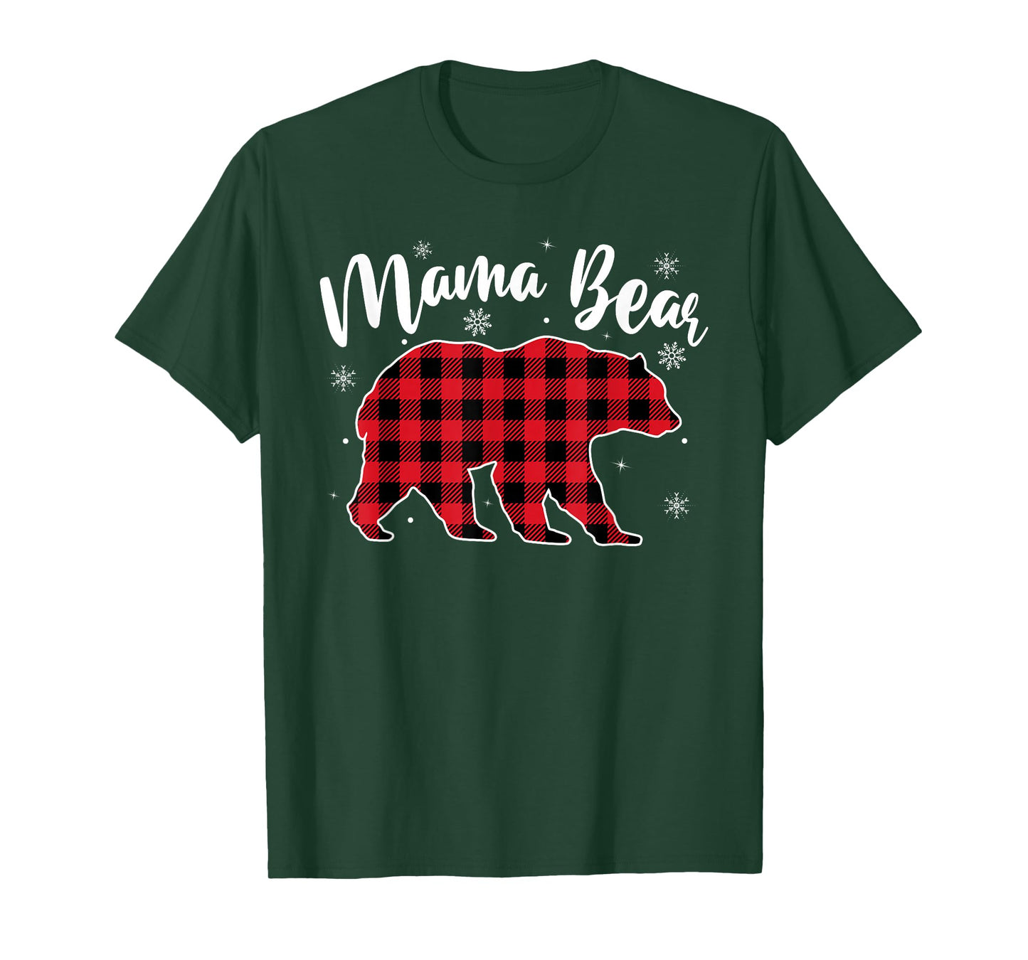 Mama Bear Women Buffalo Plaid Christmas Pajamas Family Mom T-Shirt