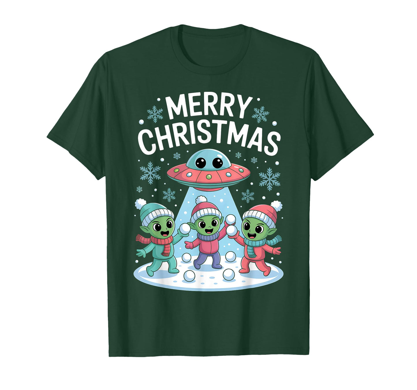 Funny Alien Trio Merry Ugly Christmas Santa Hat Gifts Xmas T-Shirt