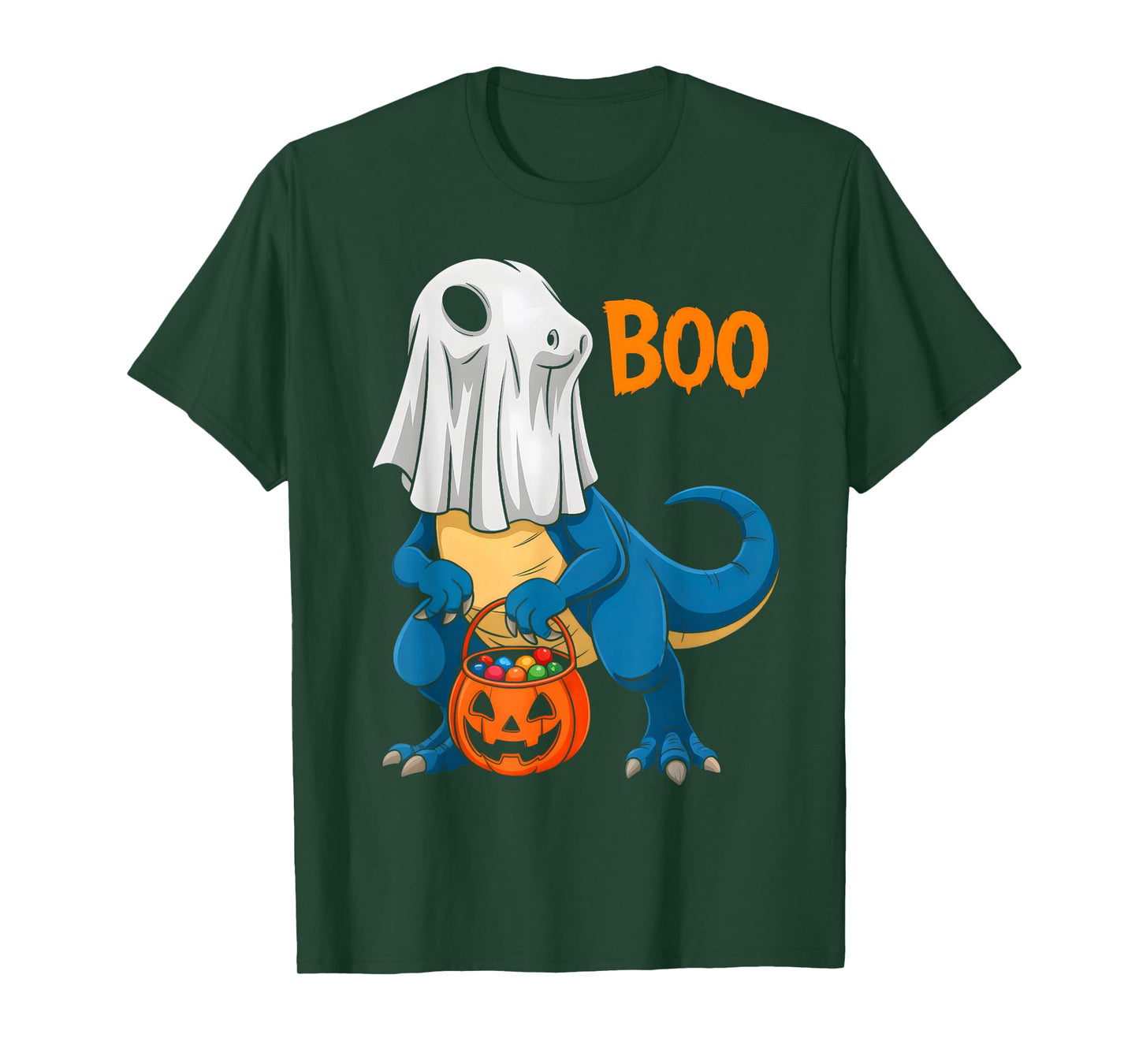 Dinosaur T Rex Boo Ghost Pumpkin Halloween Costume Boys Kids T-Shirt