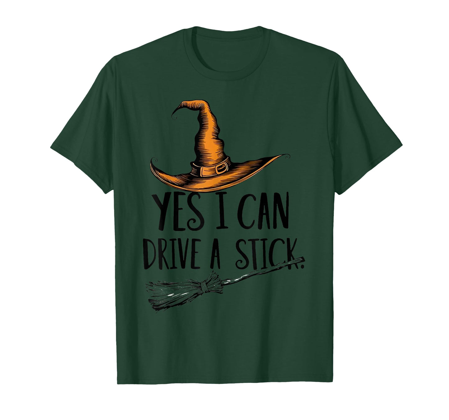 Yes I Can Drive A Stick Shirt Halloween Shirts Womens Witch T-Shirt